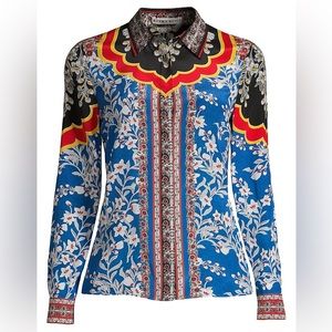 Alice + Olivia
Willa Floral Print Pocket Silk Blouse